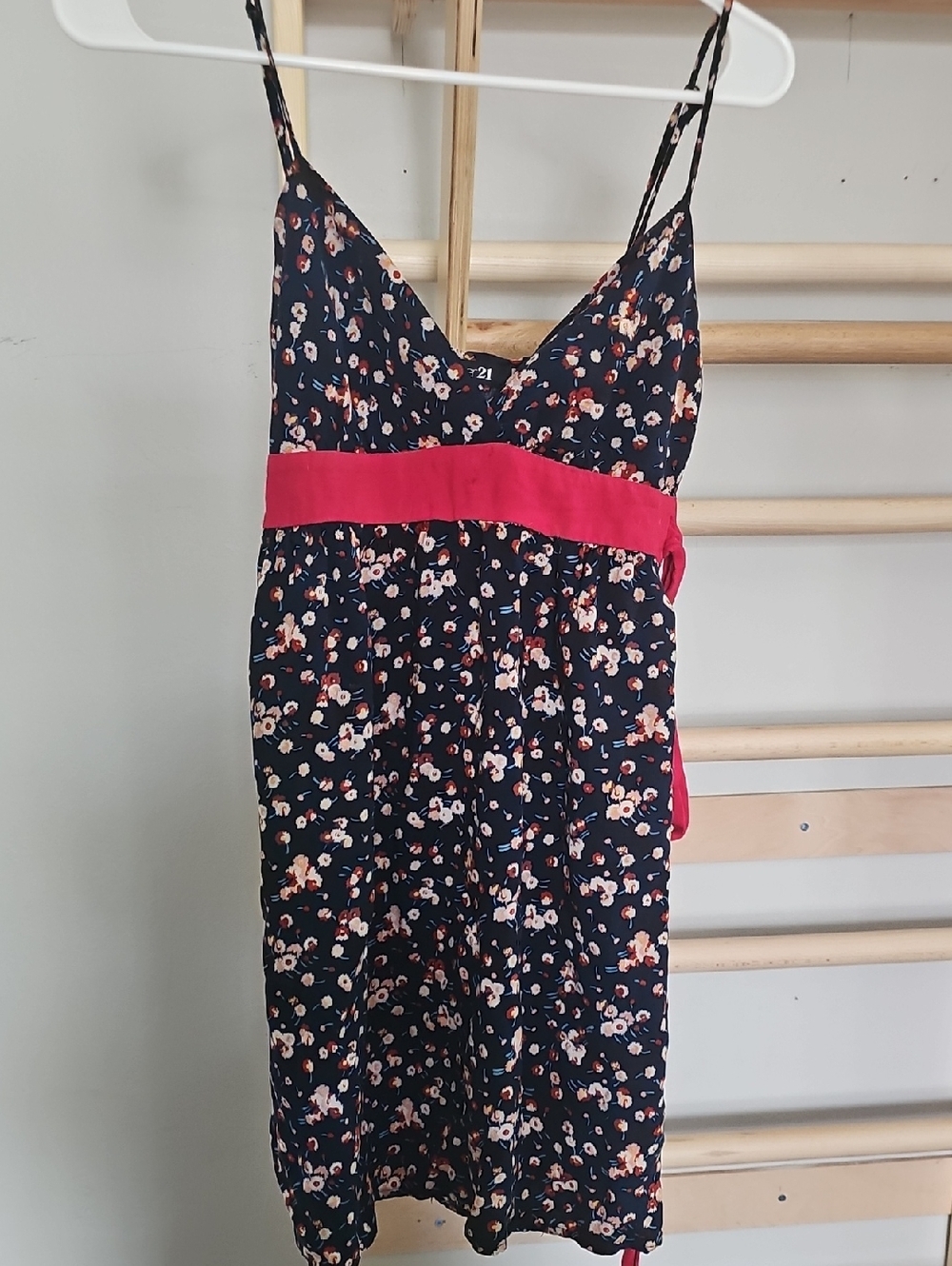 Forever 21 Navy Floral Dress with Pink Accent